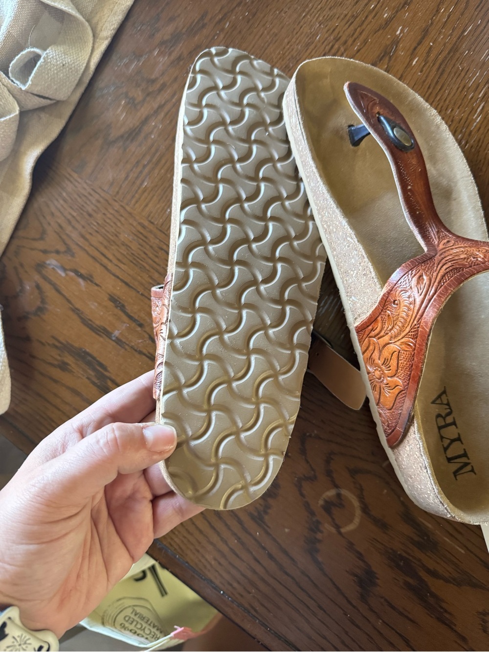 Myra tooled leather sandals NEW - Picture 3 of 5